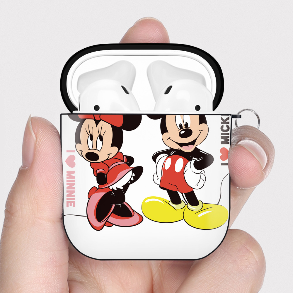 （画像用） ミッキーマウス Mickey Mouse AirPods 第2世代保護ケース ハードシェル ブラック 耐衝撃・防指紋・カラビナ付き