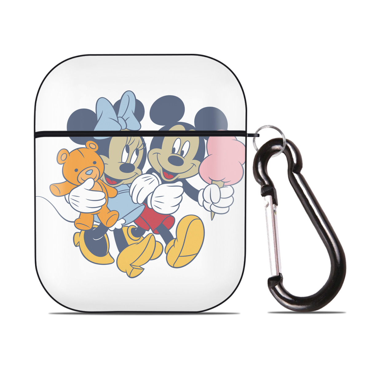 （画像用） ミッキーマウス Mickey Mouse AirPods 第2世代保護ケース ハードシェル ブラック 耐衝撃・防指紋・カラビナ付き