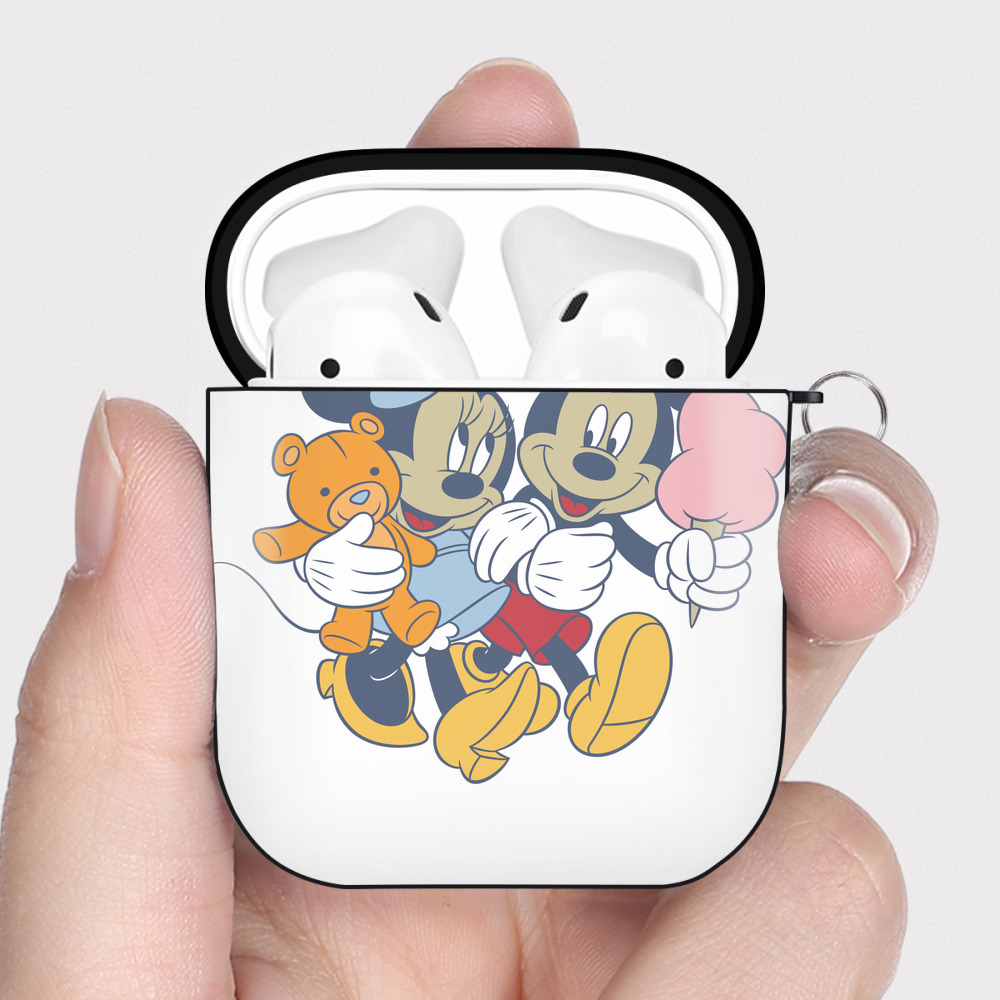 （画像用） ミッキーマウス Mickey Mouse AirPods 第2世代保護ケース ハードシェル ブラック 耐衝撃・防指紋・カラビナ付き
