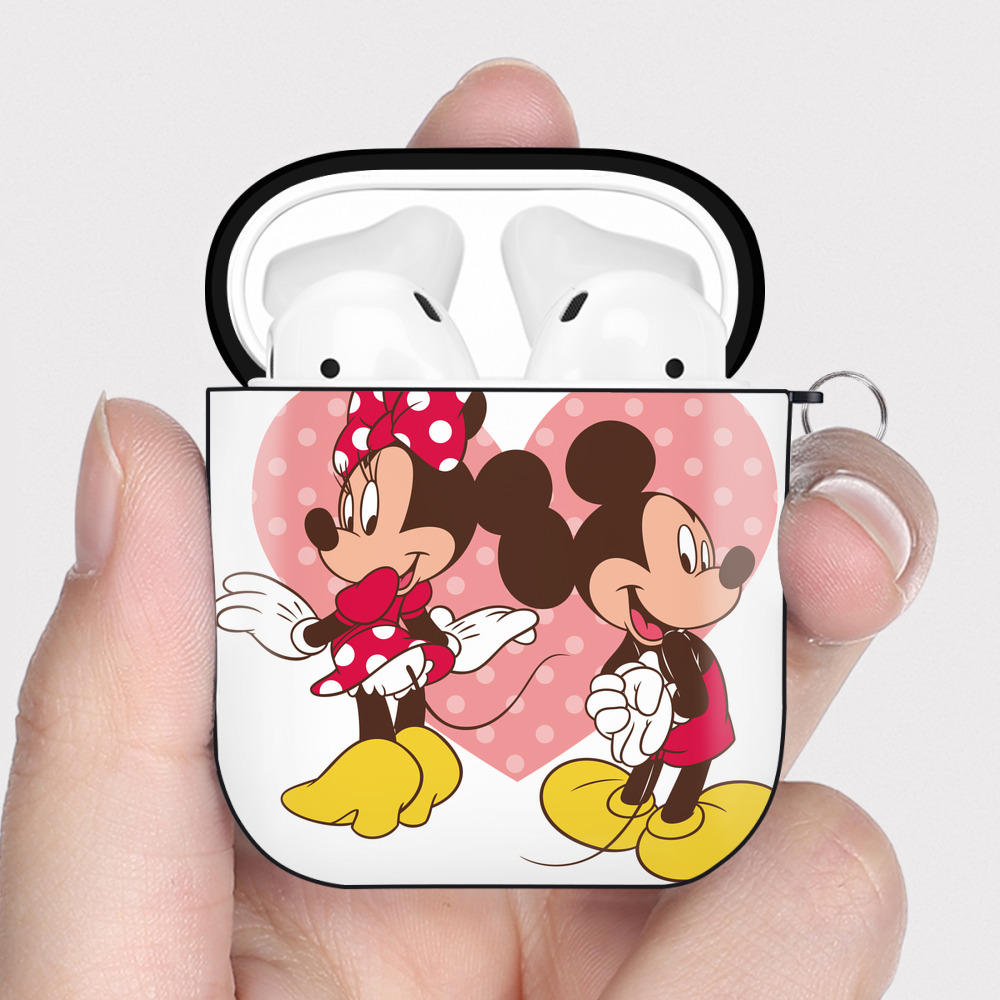 （画像用） ミッキーマウス Mickey Mouse AirPods 第2世代保護ケース ハードシェル ブラック 耐衝撃・防指紋・カラビナ付き