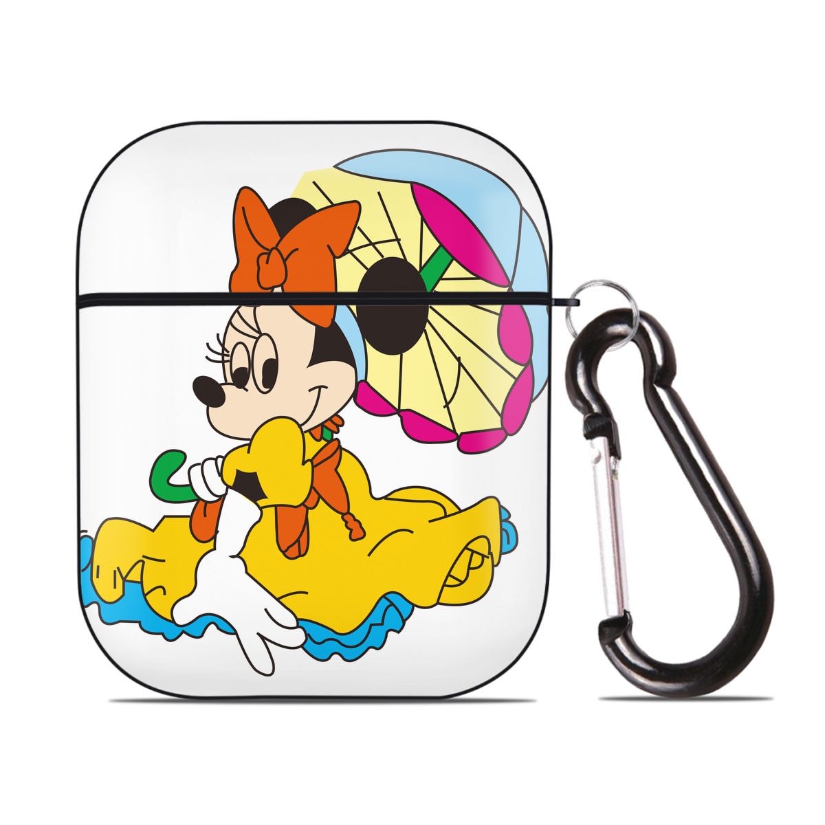 （画像用） ミッキーマウス Mickey Mouse AirPods 第2世代保護ケース ハードシェル ブラック 耐衝撃・防指紋・カラビナ付き