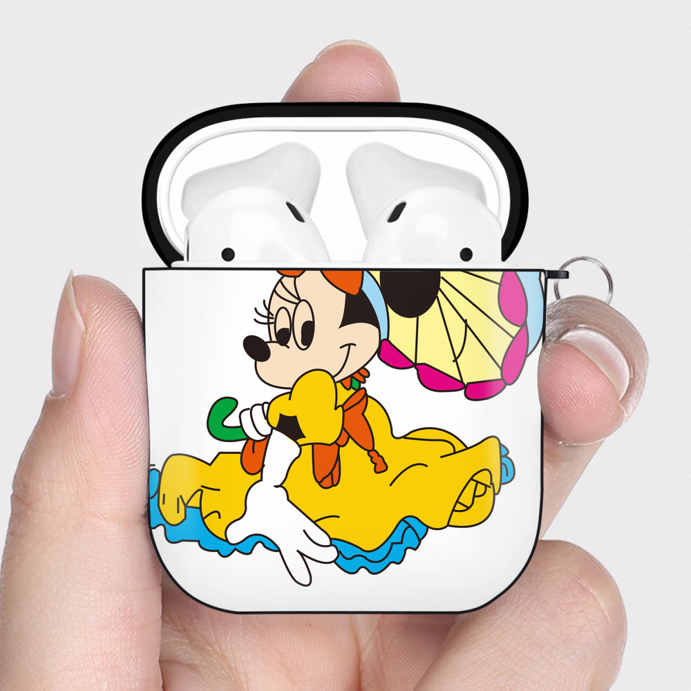 （画像用） ミッキーマウス Mickey Mouse AirPods 第2世代保護ケース ハードシェル ブラック 耐衝撃・防指紋・カラビナ付き