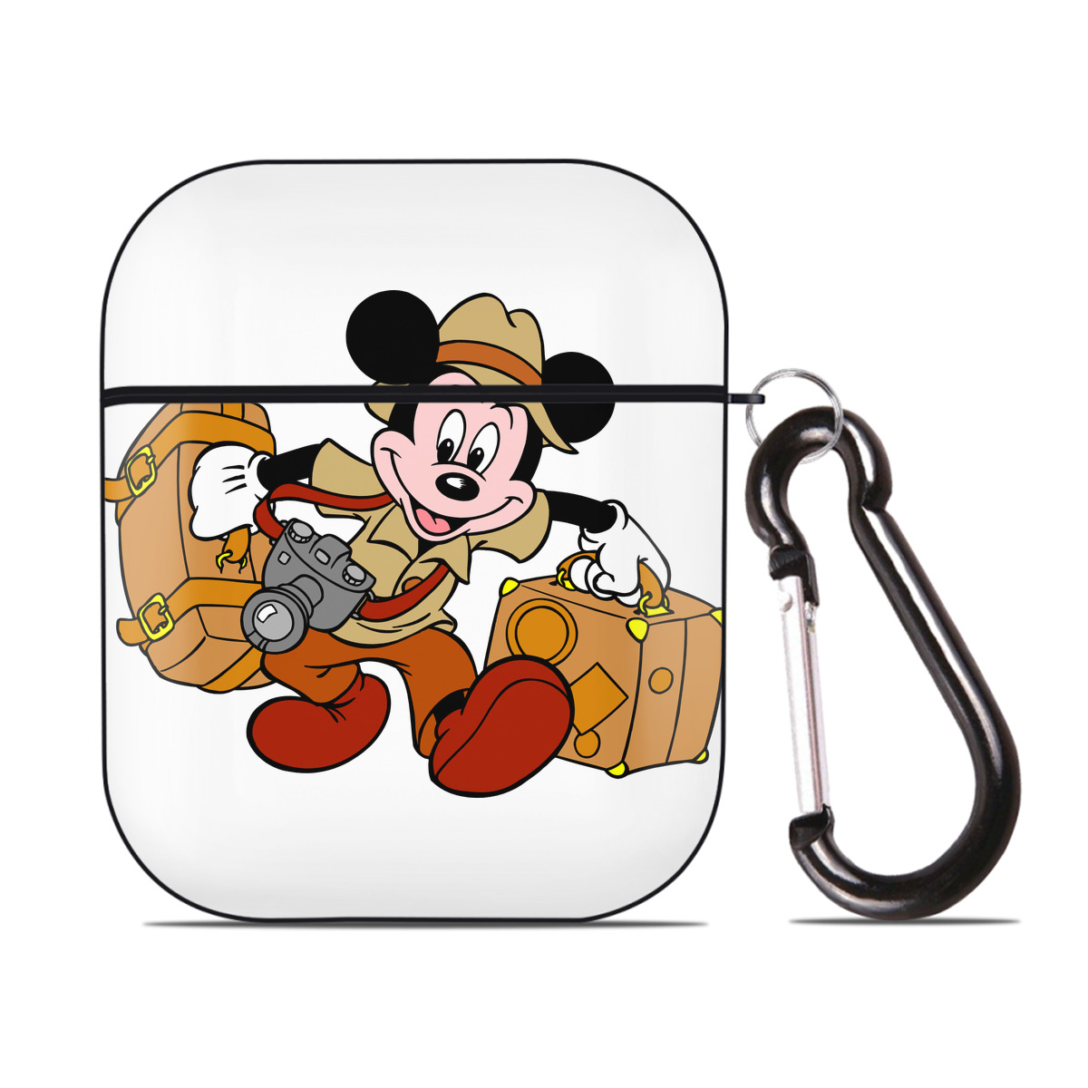 （画像用） ミッキーマウス Mickey Mouse AirPods 第2世代保護ケース ハードシェル ブラック 耐衝撃・防指紋・カラビナ付き