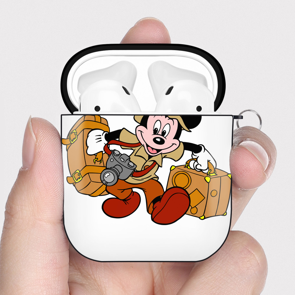 （画像用） ミッキーマウス Mickey Mouse AirPods 第2世代保護ケース ハードシェル ブラック 耐衝撃・防指紋・カラビナ付き