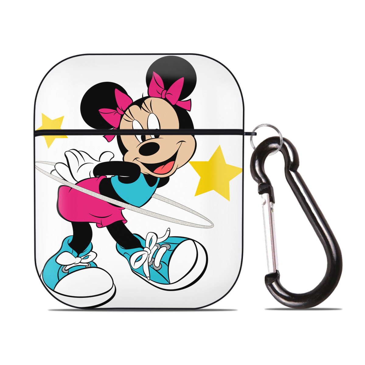 （画像用） ミッキーマウス Mickey Mouse AirPods 第2世代保護ケース ハードシェル ブラック 耐衝撃・防指紋・カラビナ付き