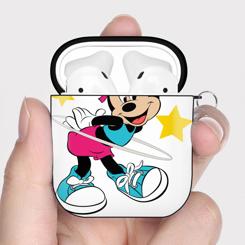 （画像用） ミッキーマウス Mickey Mouse AirPods 第2世代保護ケース ハードシェル ブラック 耐衝撃・防指紋・カラビナ付き