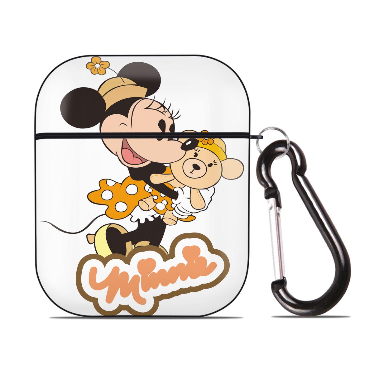 （画像用） ミッキーマウス Mickey Mouse AirPods 第2世代保護ケース ハードシェル ブラック 耐衝撃・防指紋・カラビナ付き