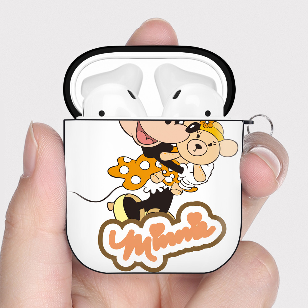 （画像用） ミッキーマウス Mickey Mouse AirPods 第2世代保護ケース ハードシェル ブラック 耐衝撃・防指紋・カラビナ付き