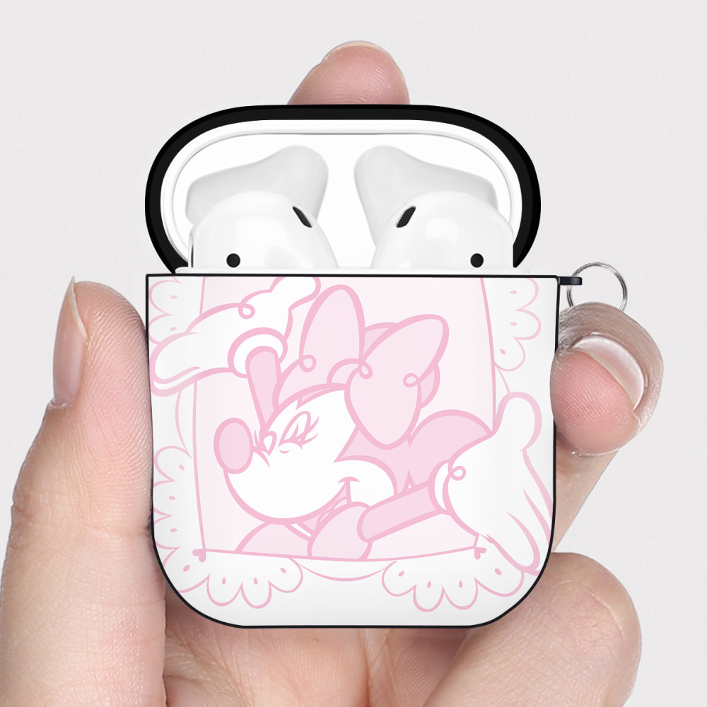 （画像用） ミッキーマウス Mickey Mouse AirPods 第2世代保護ケース ハードシェル ブラック 耐衝撃・防指紋・カラビナ付き