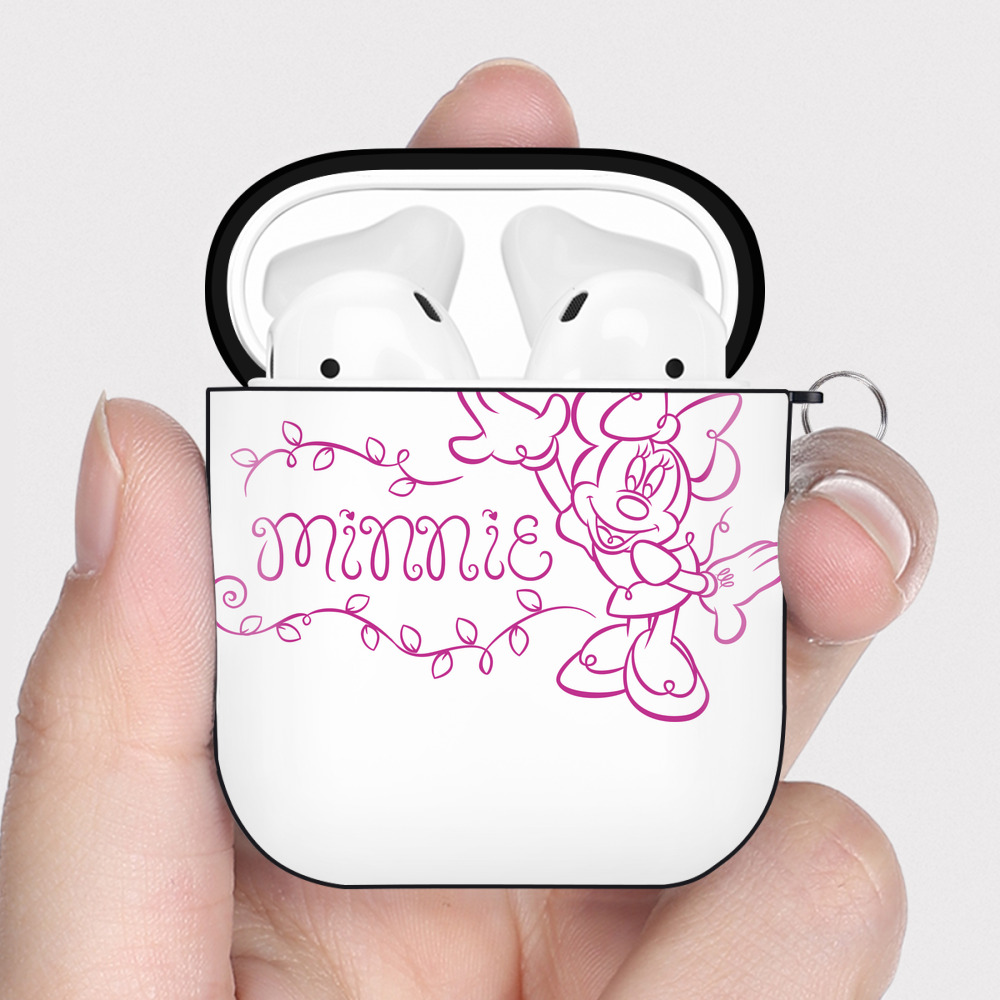 （画像用） ミッキーマウス Mickey Mouse AirPods 第2世代保護ケース ハードシェル ブラック 耐衝撃・防指紋・カラビナ付き