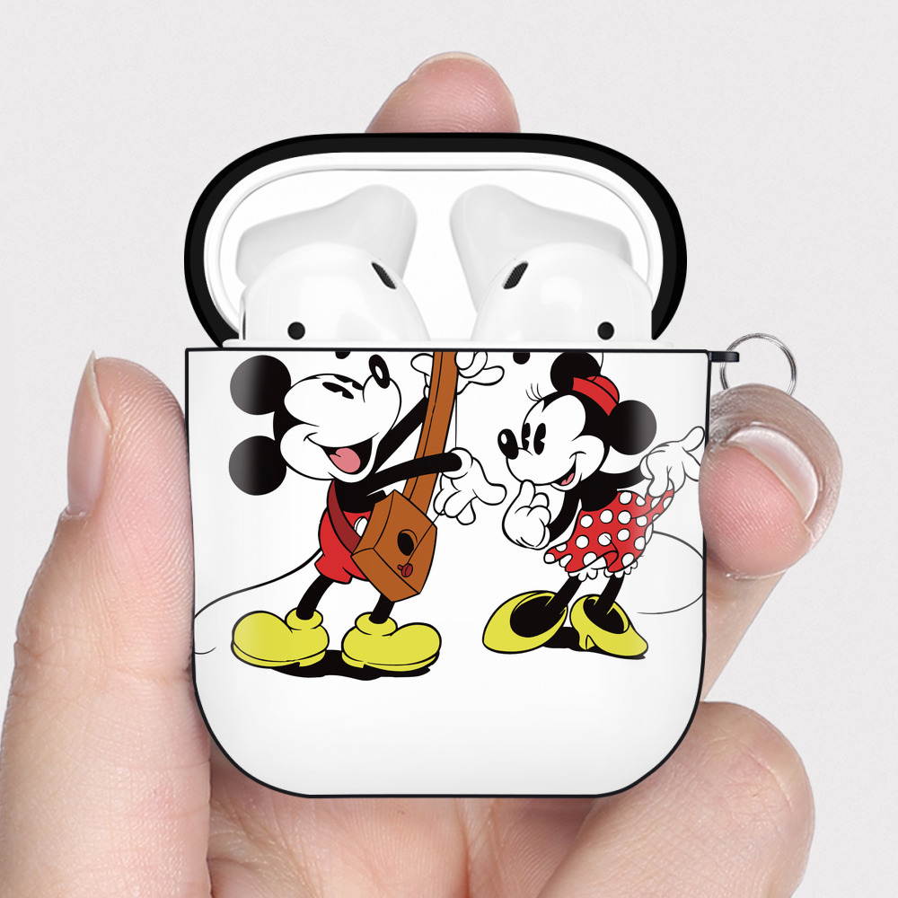 （画像用） ミッキーマウス Mickey Mouse AirPods 第2世代保護ケース ハードシェル ブラック 耐衝撃・防指紋・カラビナ付き