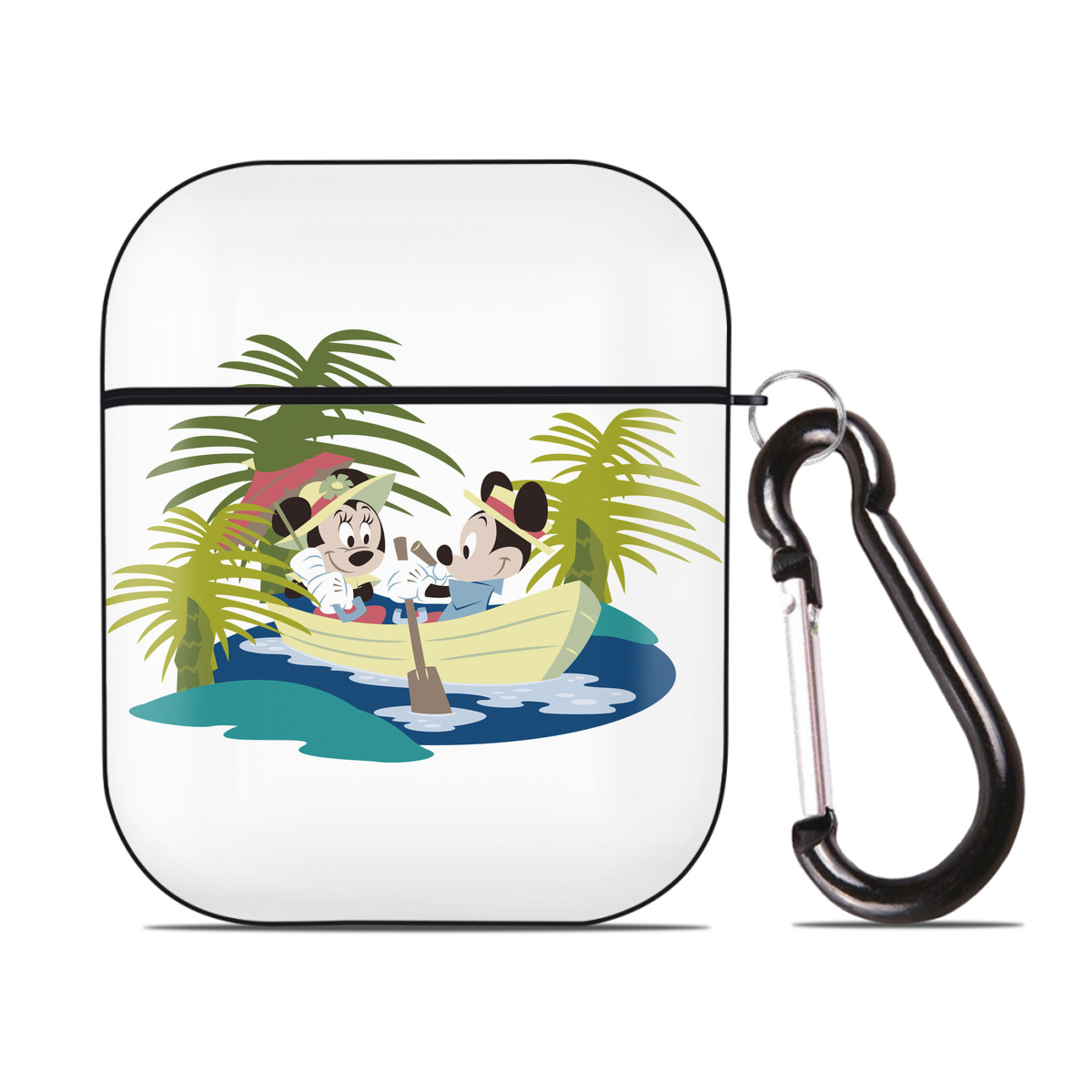 （画像用） ミッキーマウス Mickey Mouse AirPods 第2世代保護ケース ハードシェル ブラック 耐衝撃・防指紋・カラビナ付き