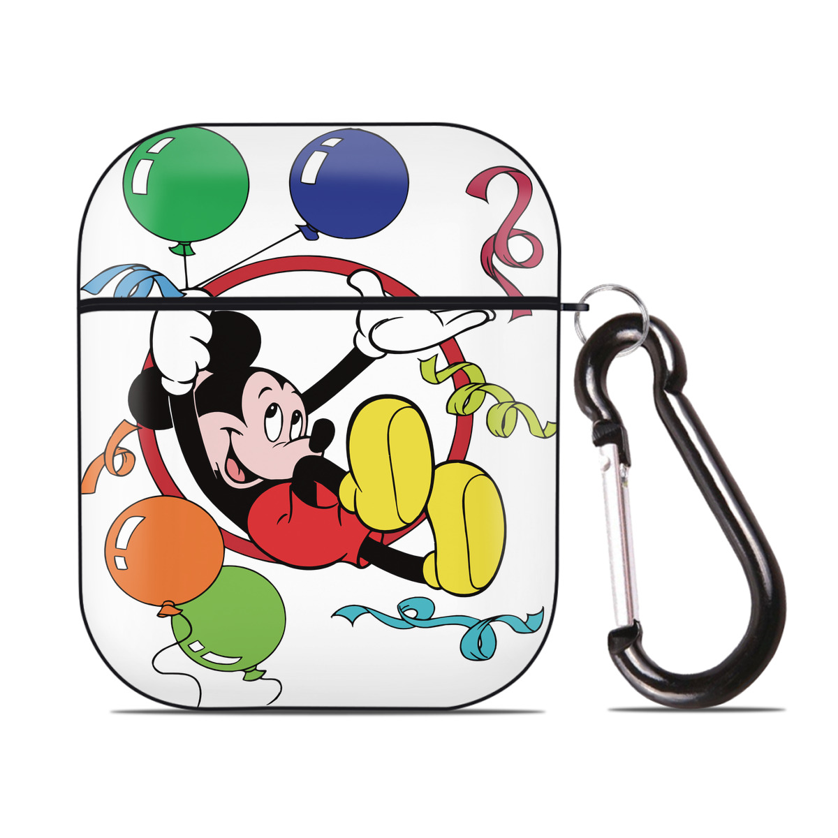 （画像用） ミッキーマウス Mickey Mouse AirPods 第2世代保護ケース ハードシェル ブラック 耐衝撃・防指紋・カラビナ付き