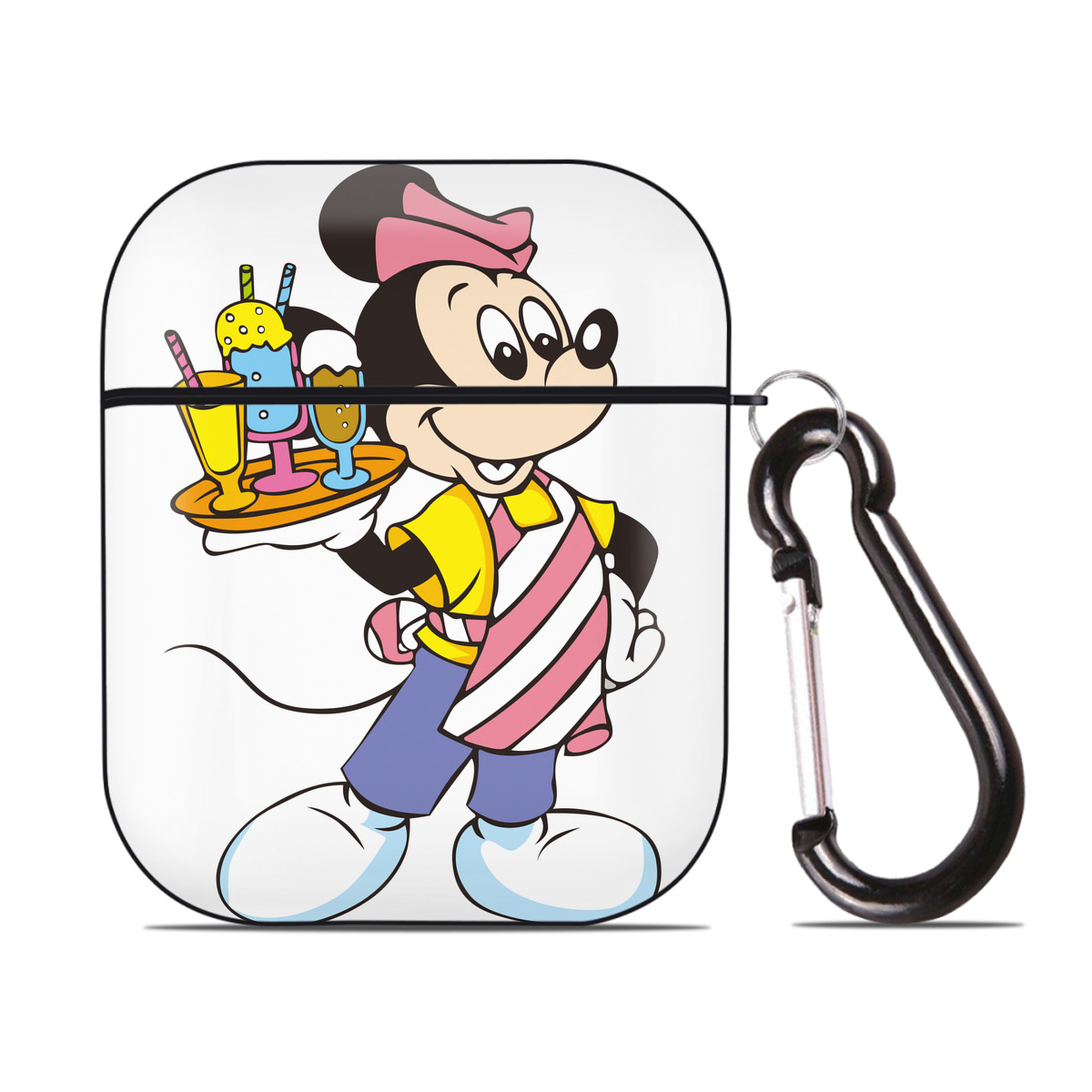 （画像用） ミッキーマウス Mickey Mouse AirPods 第2世代保護ケース ハードシェル ブラック 耐衝撃・防指紋・カラビナ付き