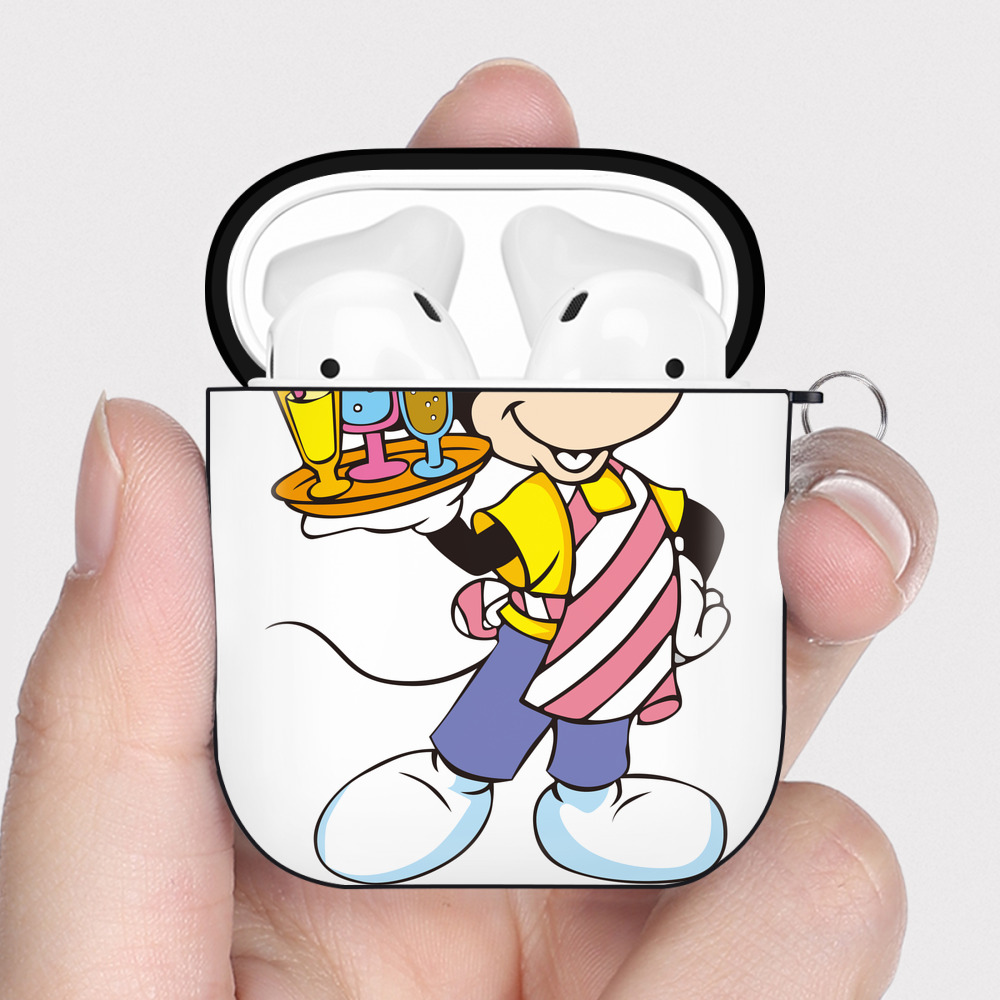 （画像用） ミッキーマウス Mickey Mouse AirPods 第2世代保護ケース ハードシェル ブラック 耐衝撃・防指紋・カラビナ付き