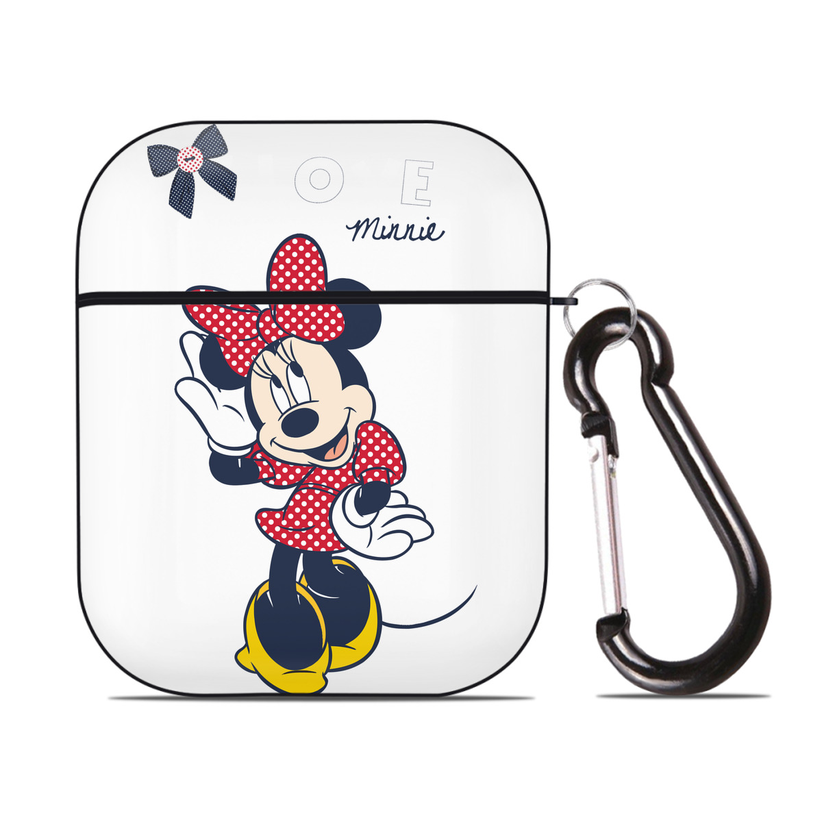 （画像用） ミッキーマウス Mickey Mouse AirPods 第2世代保護ケース ハードシェル ブラック 耐衝撃・防指紋・カラビナ付き