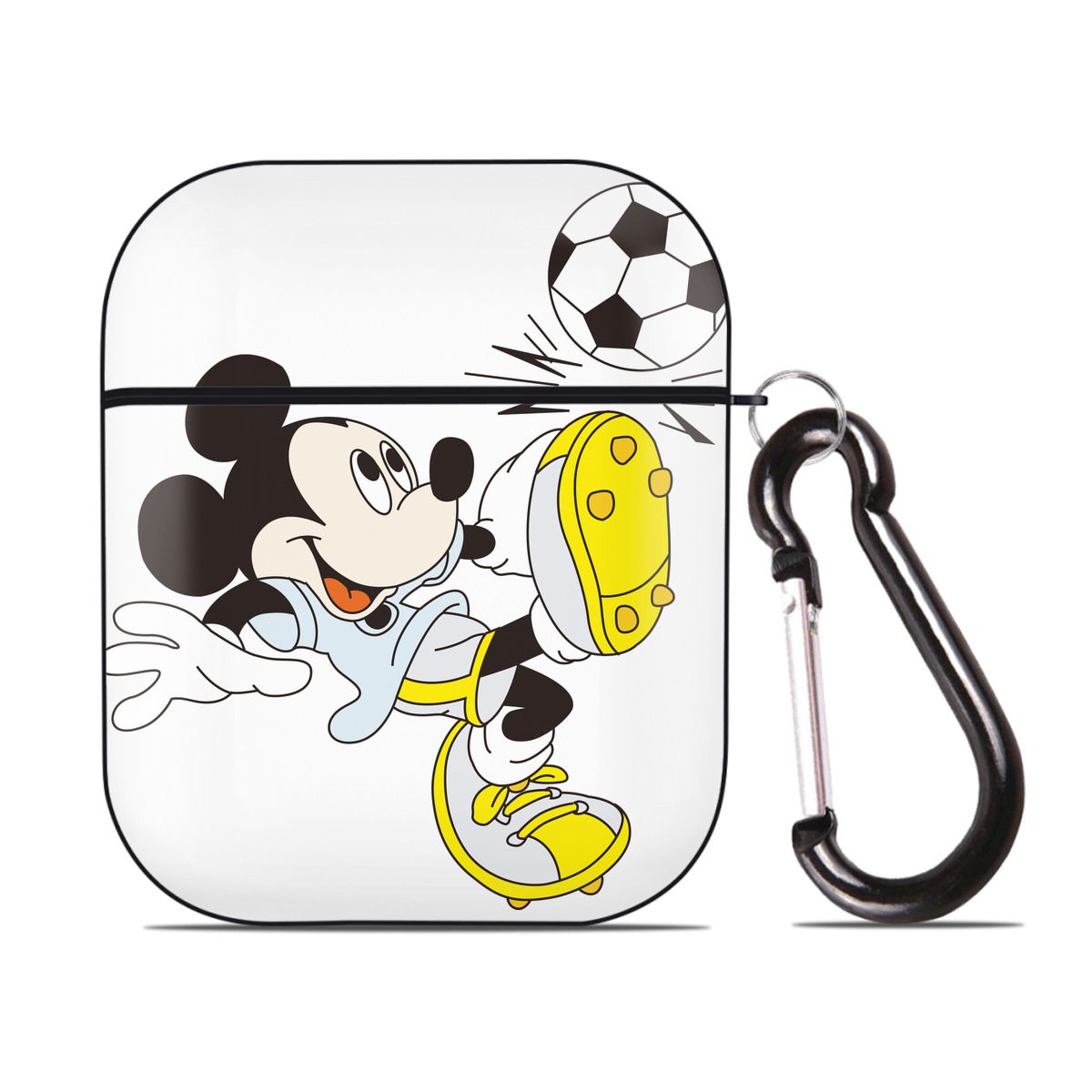 （画像用） ミッキーマウス Mickey Mouse AirPods 第2世代保護ケース ハードシェル ブラック 耐衝撃・防指紋・カラビナ付き