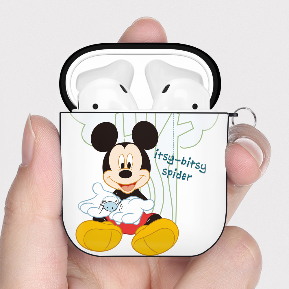 （画像用） ミッキーマウス Mickey Mouse AirPods 第2世代保護ケース ハードシェル ブラック 耐衝撃・防指紋・カラビナ付き