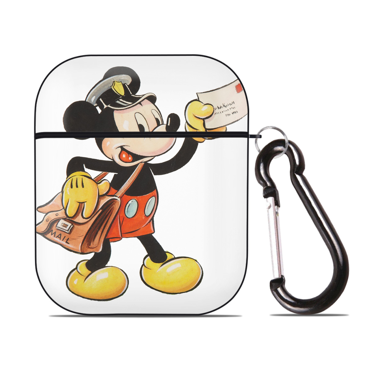（画像用） ミッキーマウス Mickey Mouse AirPods 第2世代保護ケース ハードシェル ブラック 耐衝撃・防指紋・カラビナ付き