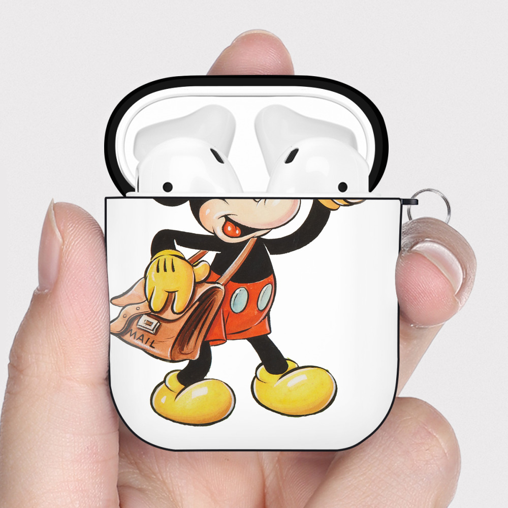（画像用） ミッキーマウス Mickey Mouse AirPods 第2世代保護ケース ハードシェル ブラック 耐衝撃・防指紋・カラビナ付き
