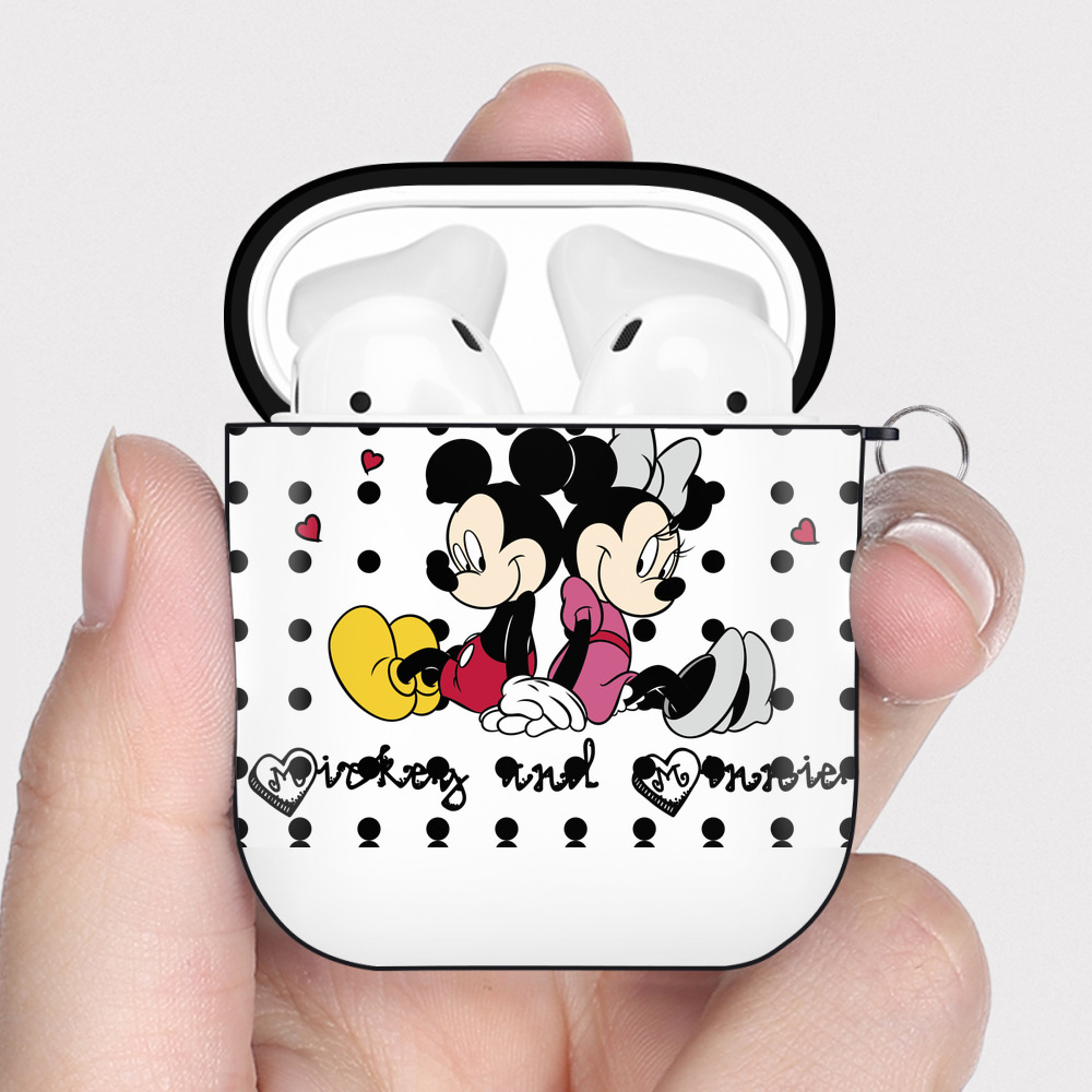 （画像用） ミッキーマウス Mickey Mouse AirPods 第2世代保護ケース ハードシェル ブラック 耐衝撃・防指紋・カラビナ付き