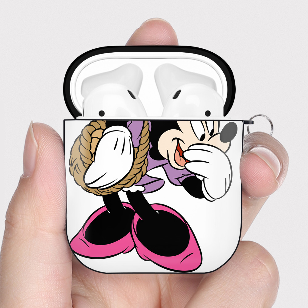 （画像用） ミッキーマウス Mickey Mouse AirPods 第2世代保護ケース ハードシェル ブラック 耐衝撃・防指紋・カラビナ付き