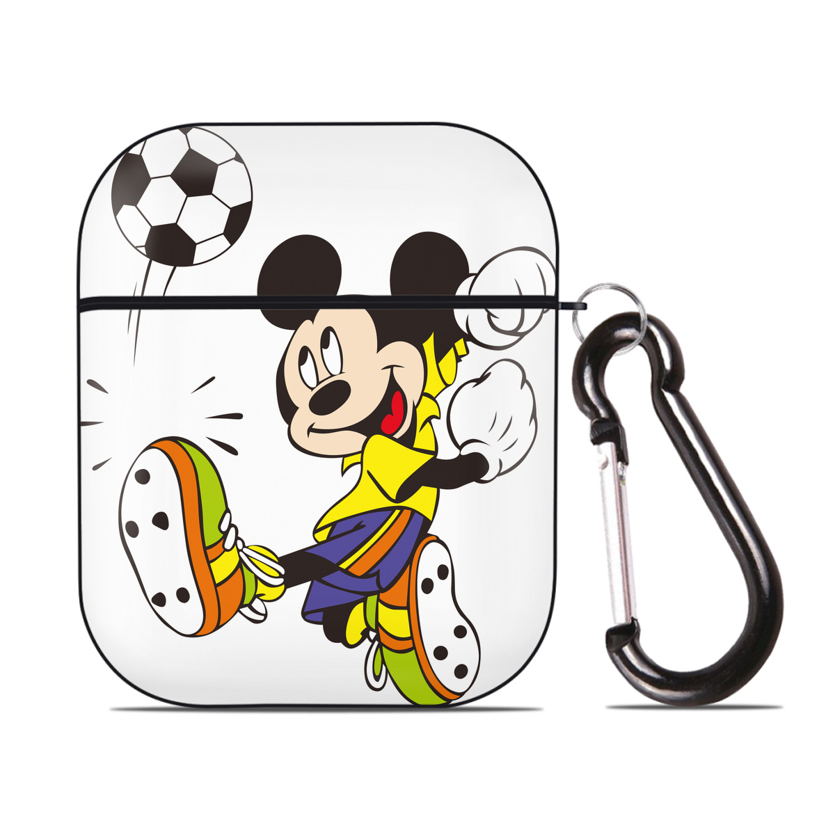 （画像用） ミッキーマウス Mickey Mouse AirPods 第2世代保護ケース ハードシェル ブラック 耐衝撃・防指紋・カラビナ付き
