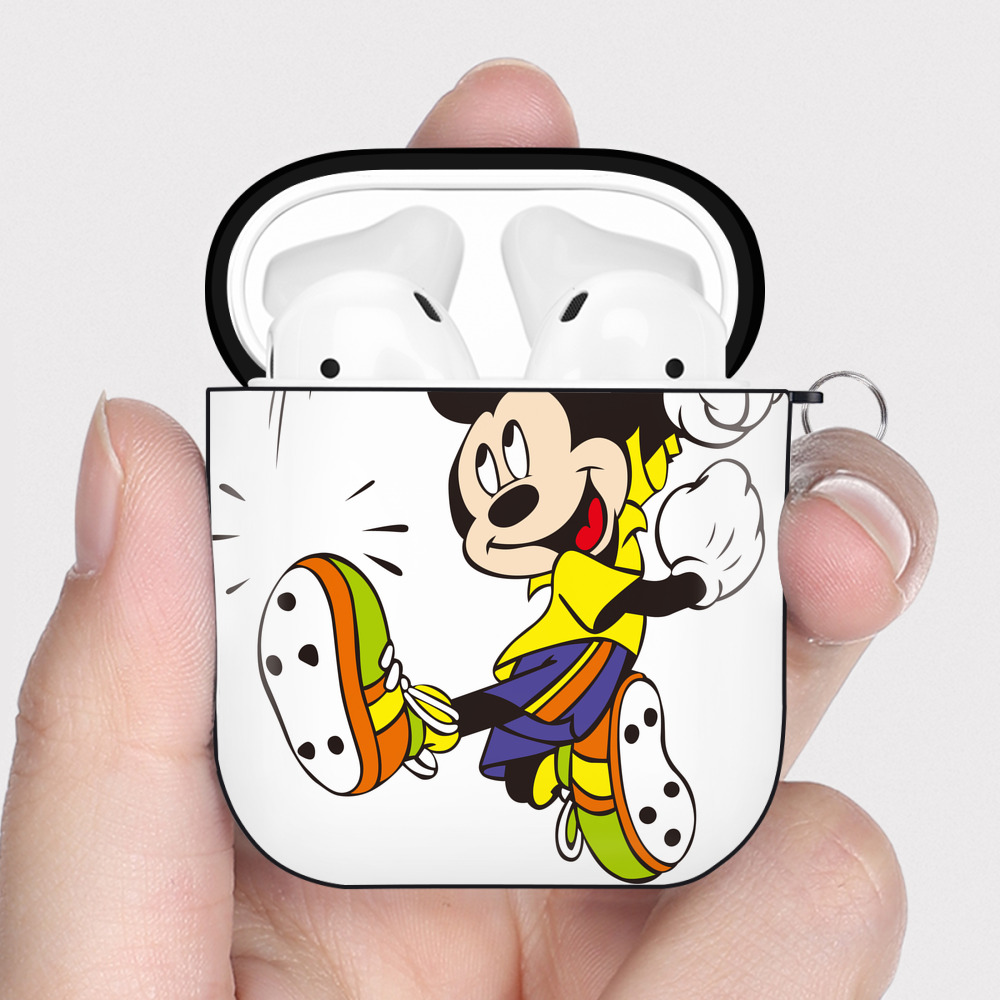 （画像用） ミッキーマウス Mickey Mouse AirPods 第2世代保護ケース ハードシェル ブラック 耐衝撃・防指紋・カラビナ付き