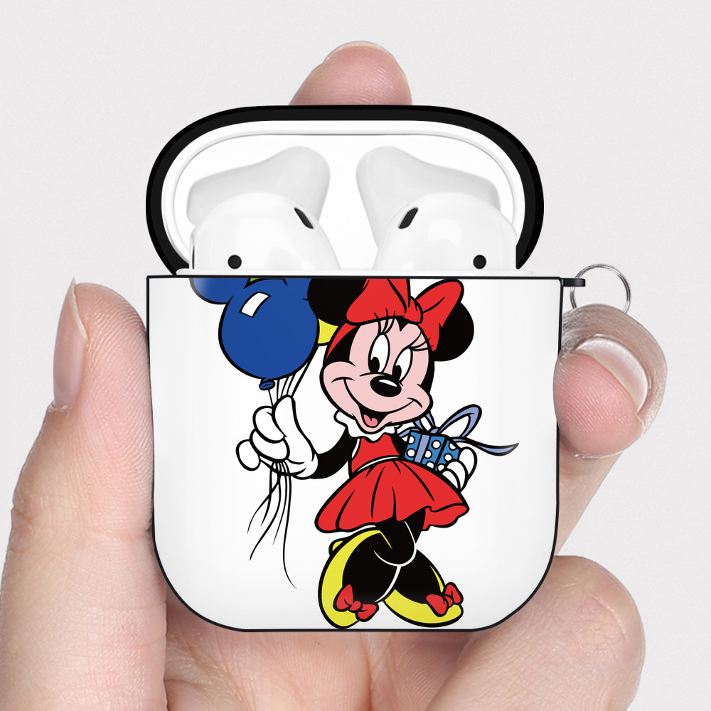 （画像用） ミッキーマウス Mickey Mouse AirPods 第2世代保護ケース ハードシェル ブラック 耐衝撃・防指紋・カラビナ付き