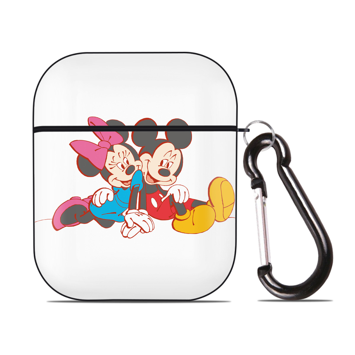 （画像用） ミッキーマウス Mickey Mouse AirPods 第2世代保護ケース ハードシェル ブラック 耐衝撃・防指紋・カラビナ付き