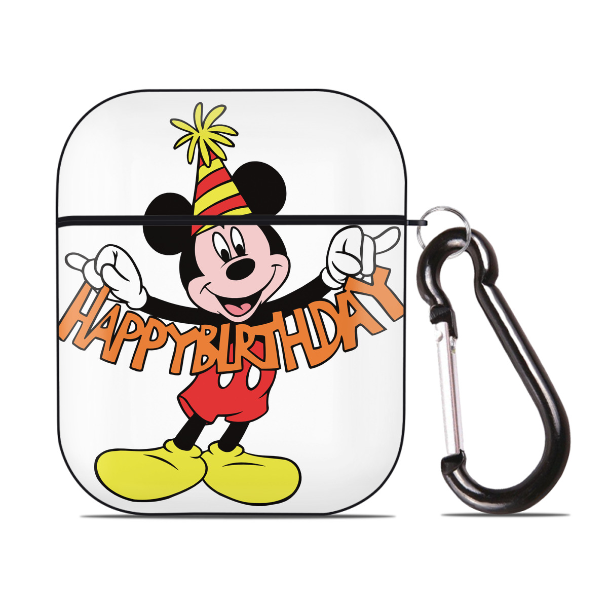 （画像用） ミッキーマウス Mickey Mouse AirPods 第2世代保護ケース ハードシェル ブラック 耐衝撃・防指紋・カラビナ付き