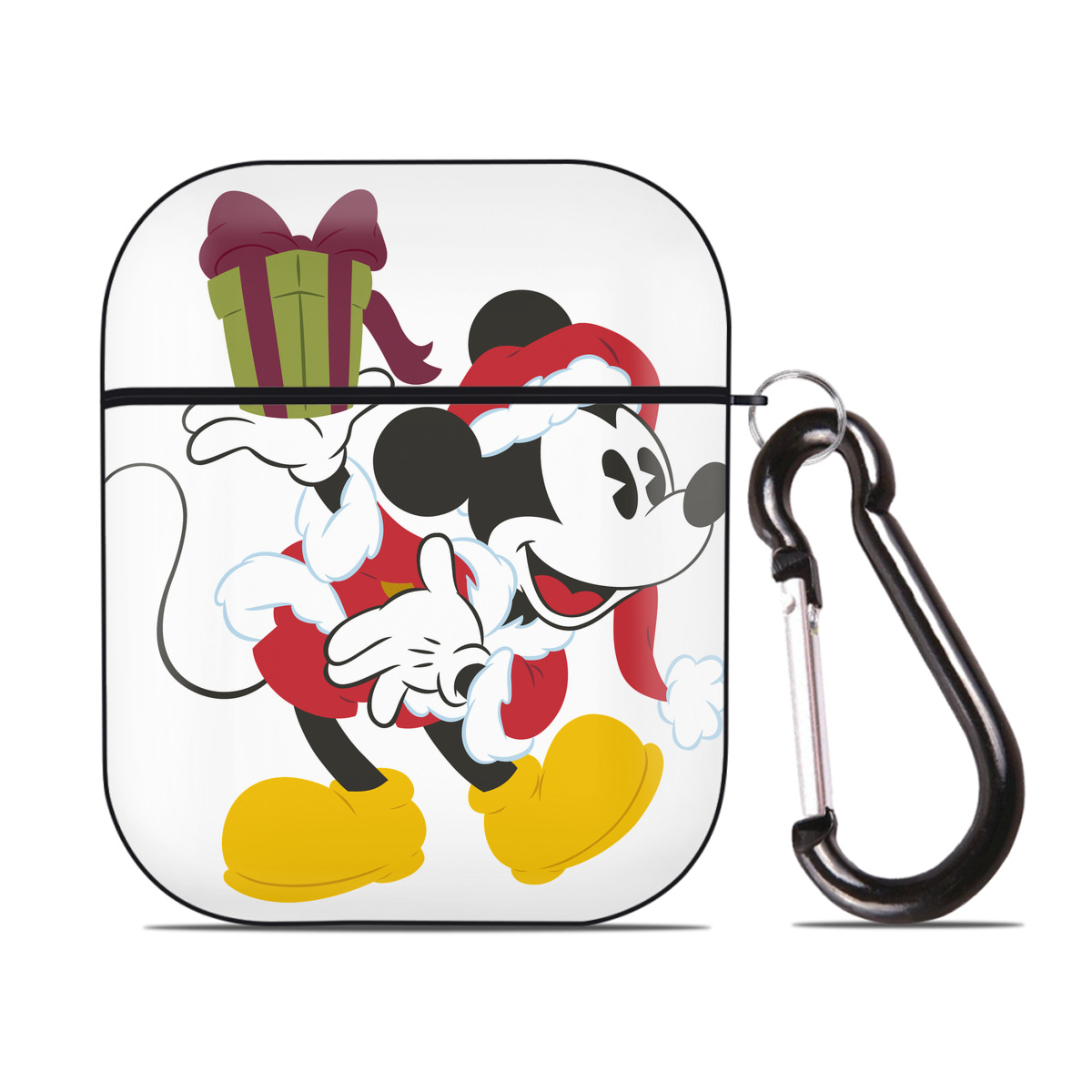 （画像用） ミッキーマウス Mickey Mouse AirPods 第2世代保護ケース ハードシェル ブラック 耐衝撃・防指紋・カラビナ付き
