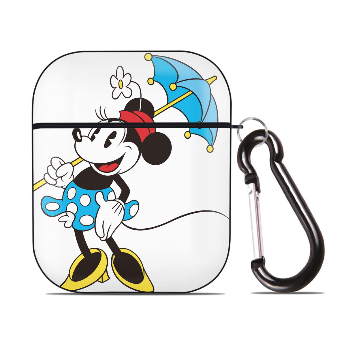 （画像用） ミッキーマウス Mickey Mouse AirPods 第2世代保護ケース ハードシェル ブラック 耐衝撃・防指紋・カラビナ付き
