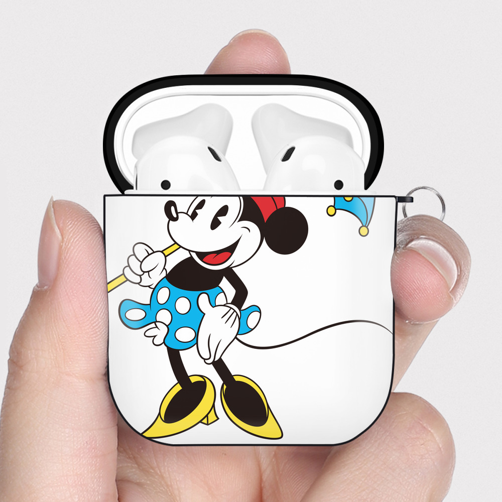 （画像用） ミッキーマウス Mickey Mouse AirPods 第2世代保護ケース ハードシェル ブラック 耐衝撃・防指紋・カラビナ付き