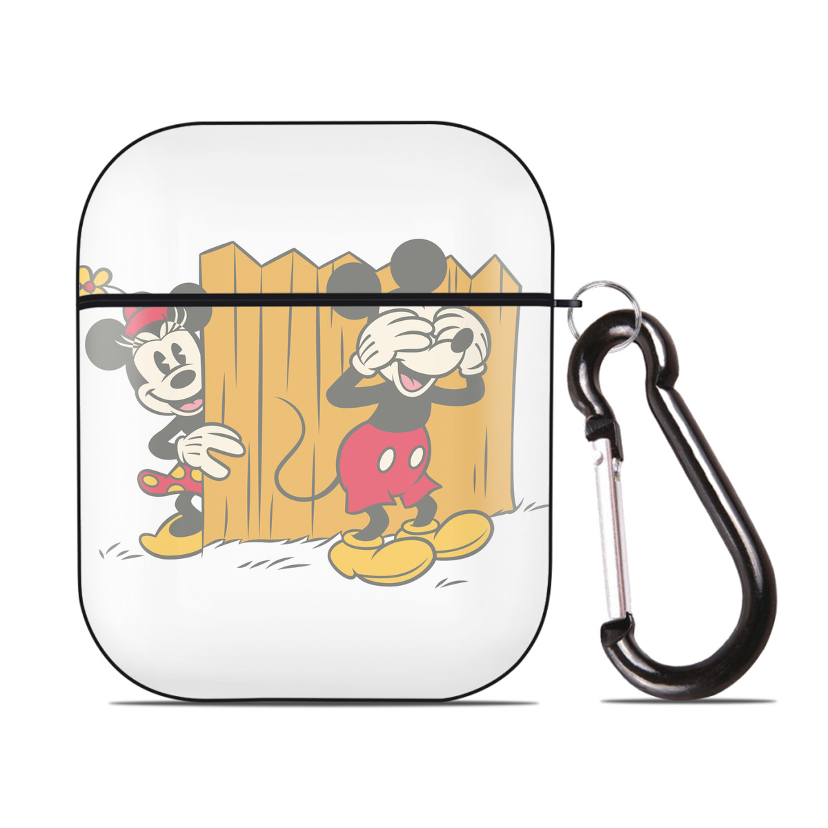 （画像用） ミッキーマウス Mickey Mouse AirPods 第2世代保護ケース ハードシェル ブラック 耐衝撃・防指紋・カラビナ付き