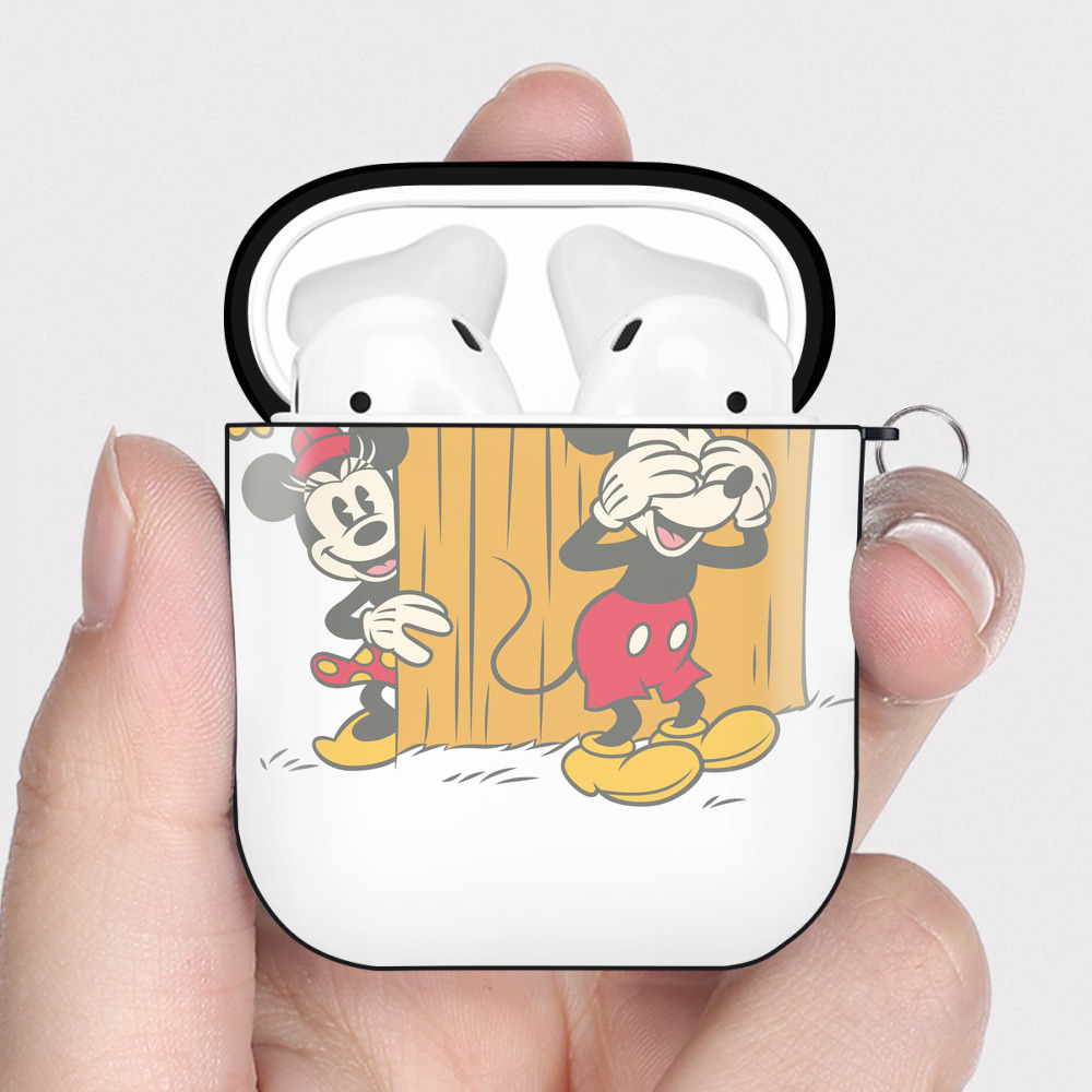 （画像用） ミッキーマウス Mickey Mouse AirPods 第2世代保護ケース ハードシェル ブラック 耐衝撃・防指紋・カラビナ付き