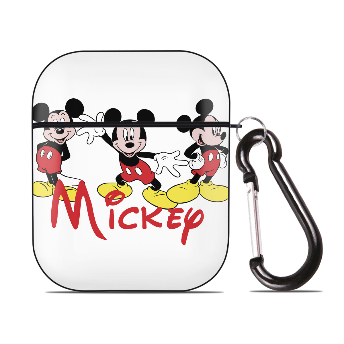 （画像用） ミッキーマウス Mickey Mouse AirPods 第2世代保護ケース ハードシェル ブラック 耐衝撃・防指紋・カラビナ付き