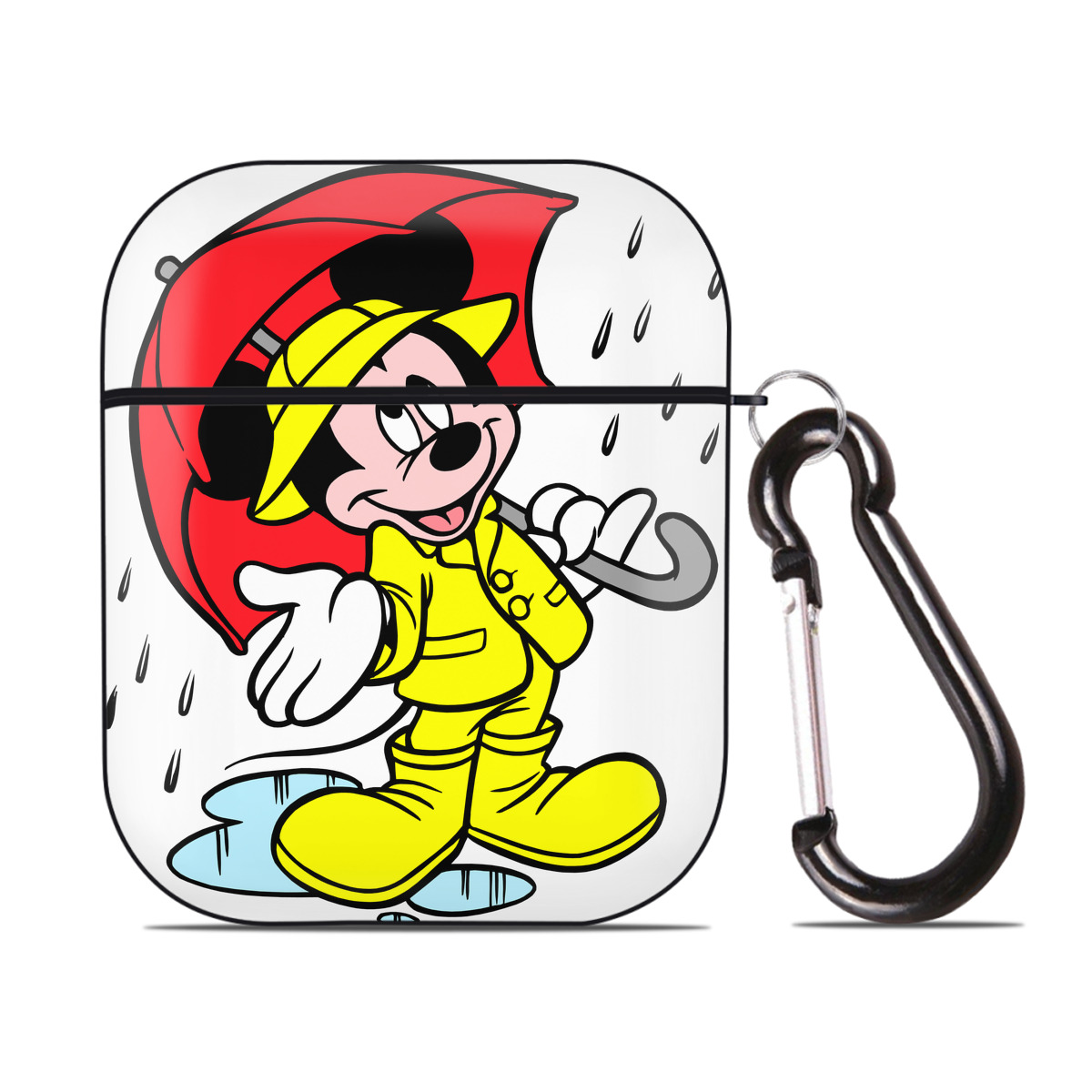 （画像用） ミッキーマウス Mickey Mouse AirPods 第2世代保護ケース ハードシェル ブラック 耐衝撃・防指紋・カラビナ付き