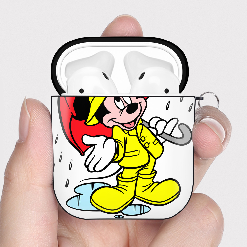 （画像用） ミッキーマウス Mickey Mouse AirPods 第2世代保護ケース ハードシェル ブラック 耐衝撃・防指紋・カラビナ付き