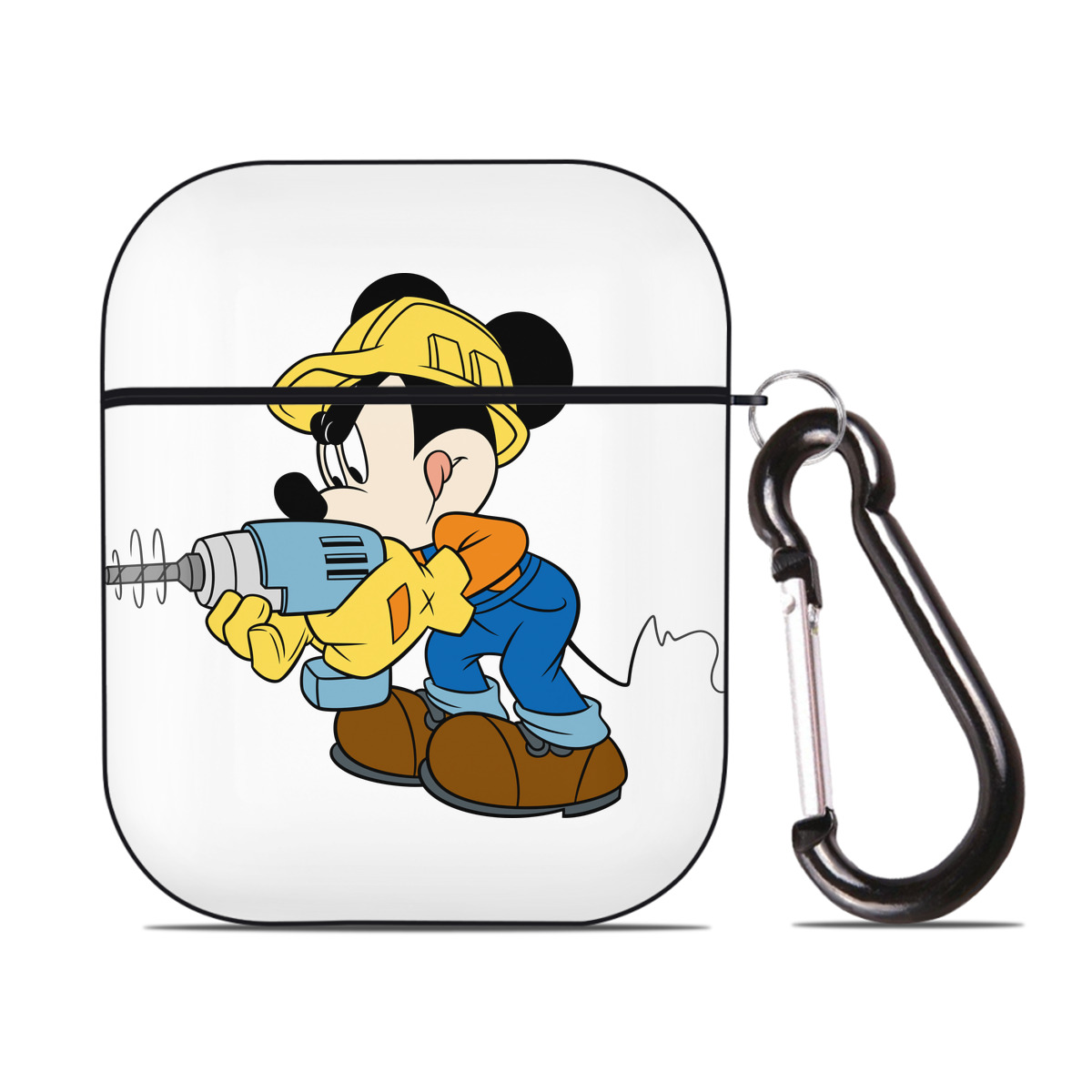 （画像用） ミッキーマウス Mickey Mouse AirPods 第2世代保護ケース ハードシェル ブラック 耐衝撃・防指紋・カラビナ付き