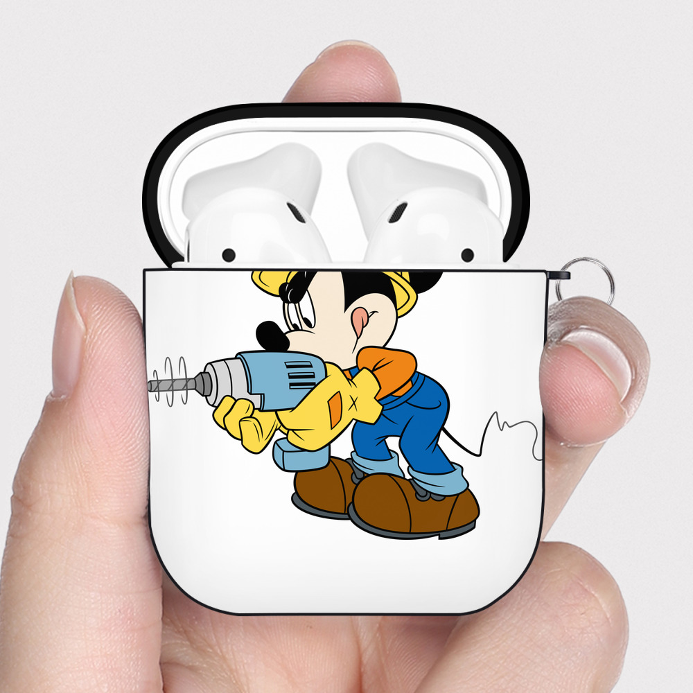 （画像用） ミッキーマウス Mickey Mouse AirPods 第2世代保護ケース ハードシェル ブラック 耐衝撃・防指紋・カラビナ付き