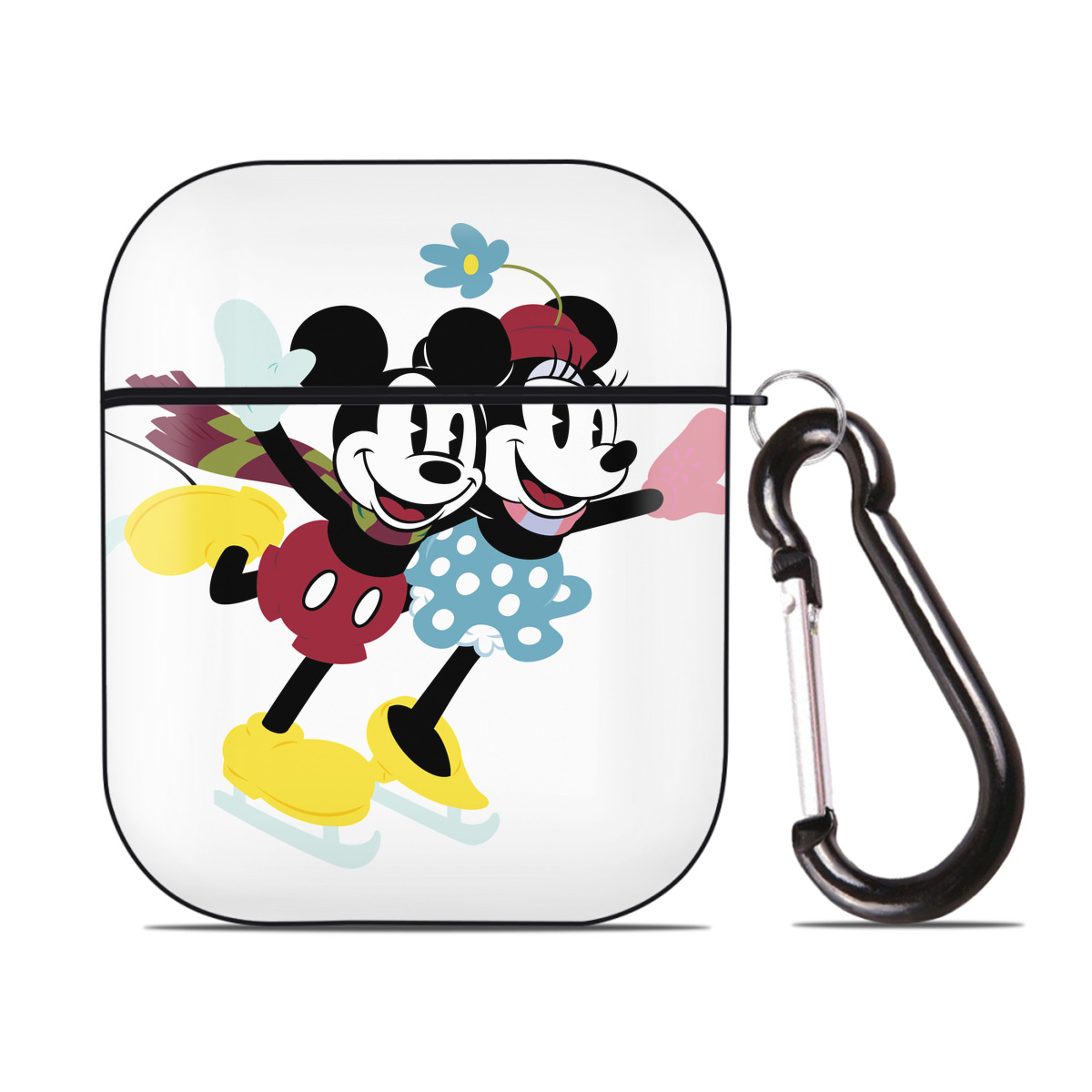 （画像用） ミッキーマウス Mickey Mouse AirPods 第2世代保護ケース ハードシェル ブラック 耐衝撃・防指紋・カラビナ付き