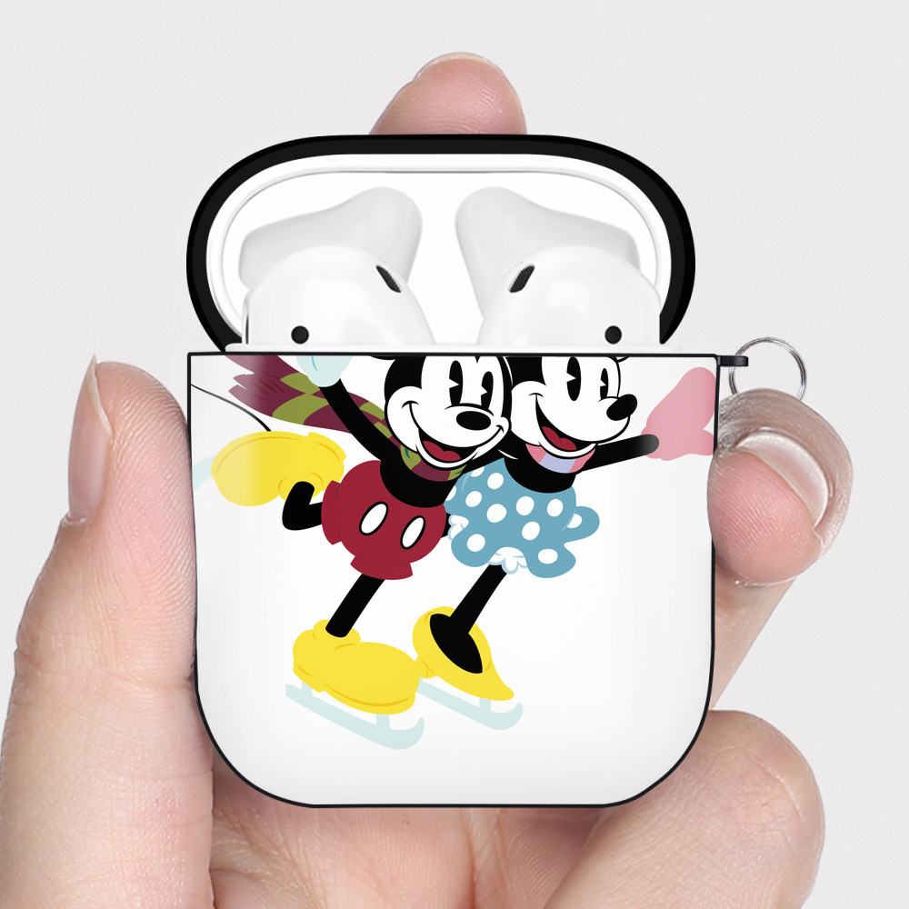 （画像用） ミッキーマウス Mickey Mouse AirPods 第2世代保護ケース ハードシェル ブラック 耐衝撃・防指紋・カラビナ付き