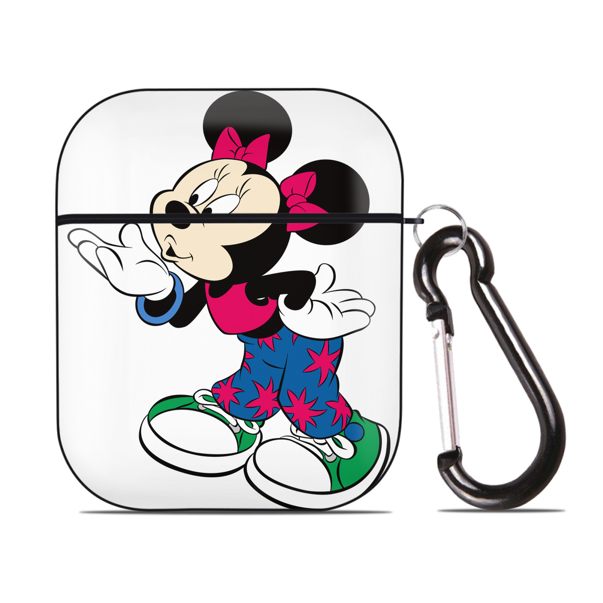 （画像用） ミッキーマウス Mickey Mouse AirPods 第2世代保護ケース ハードシェル ブラック 耐衝撃・防指紋・カラビナ付き
