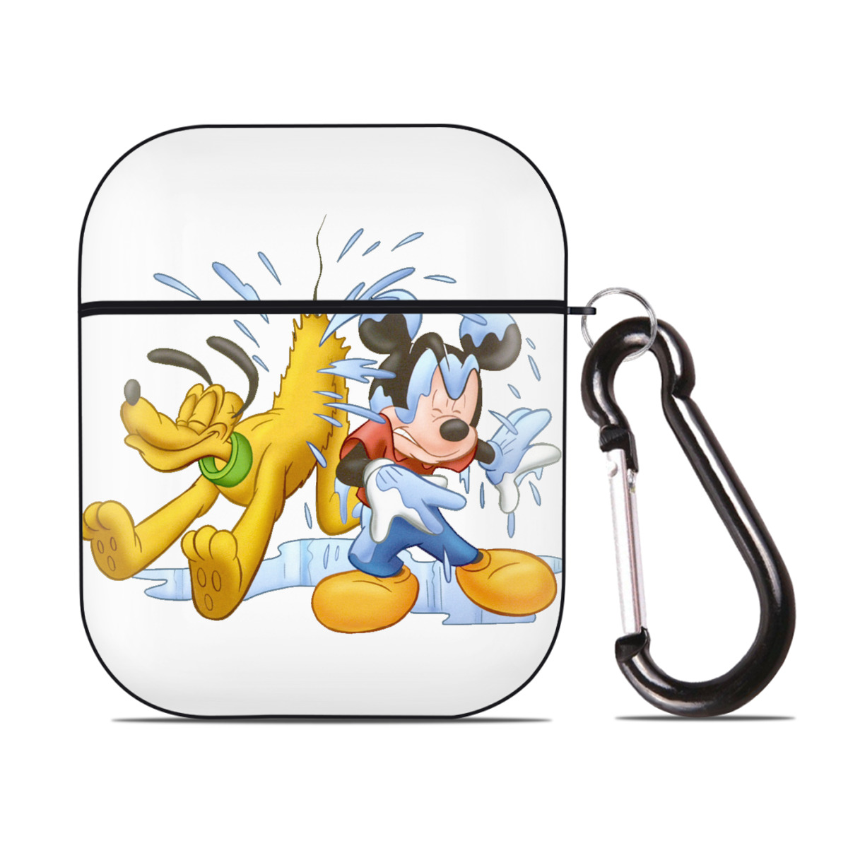 （画像用） ミッキーマウス Mickey Mouse AirPods 第2世代保護ケース ハードシェル ブラック 耐衝撃・防指紋・カラビナ付き