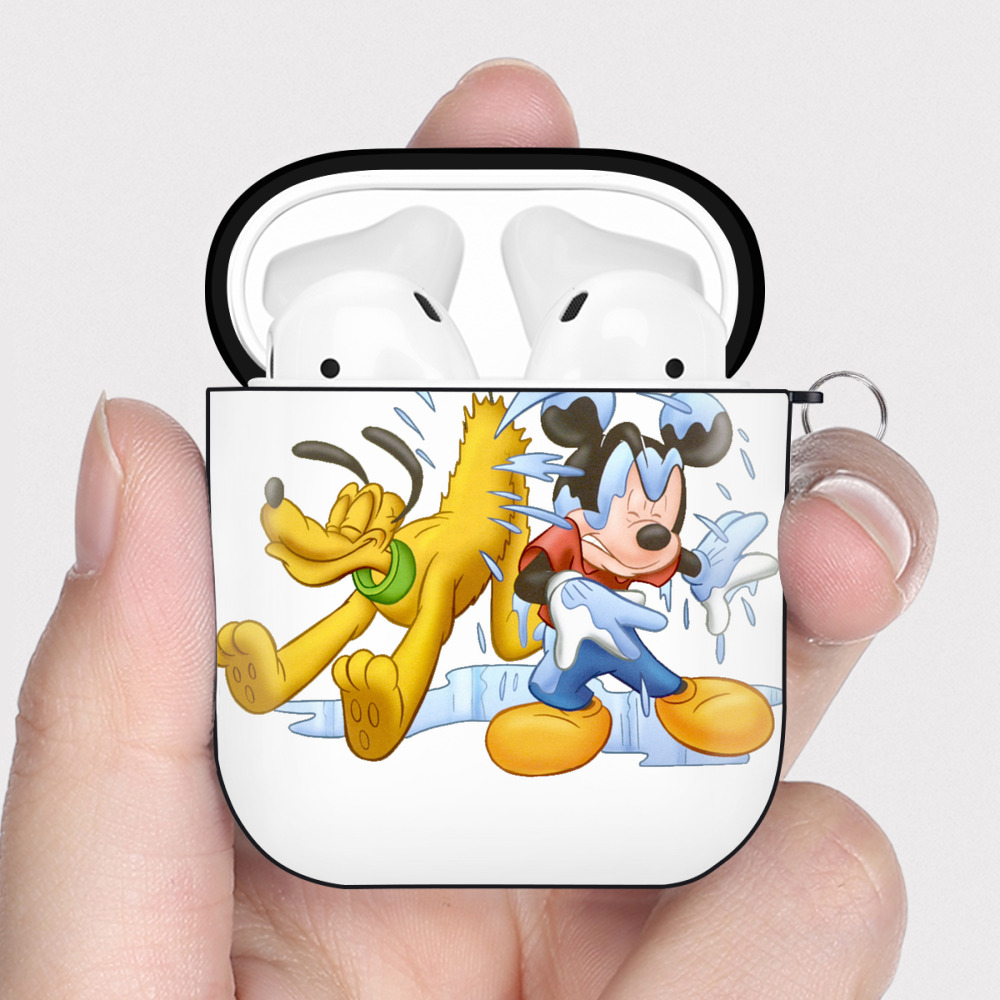 （画像用） ミッキーマウス Mickey Mouse AirPods 第2世代保護ケース ハードシェル ブラック 耐衝撃・防指紋・カラビナ付き