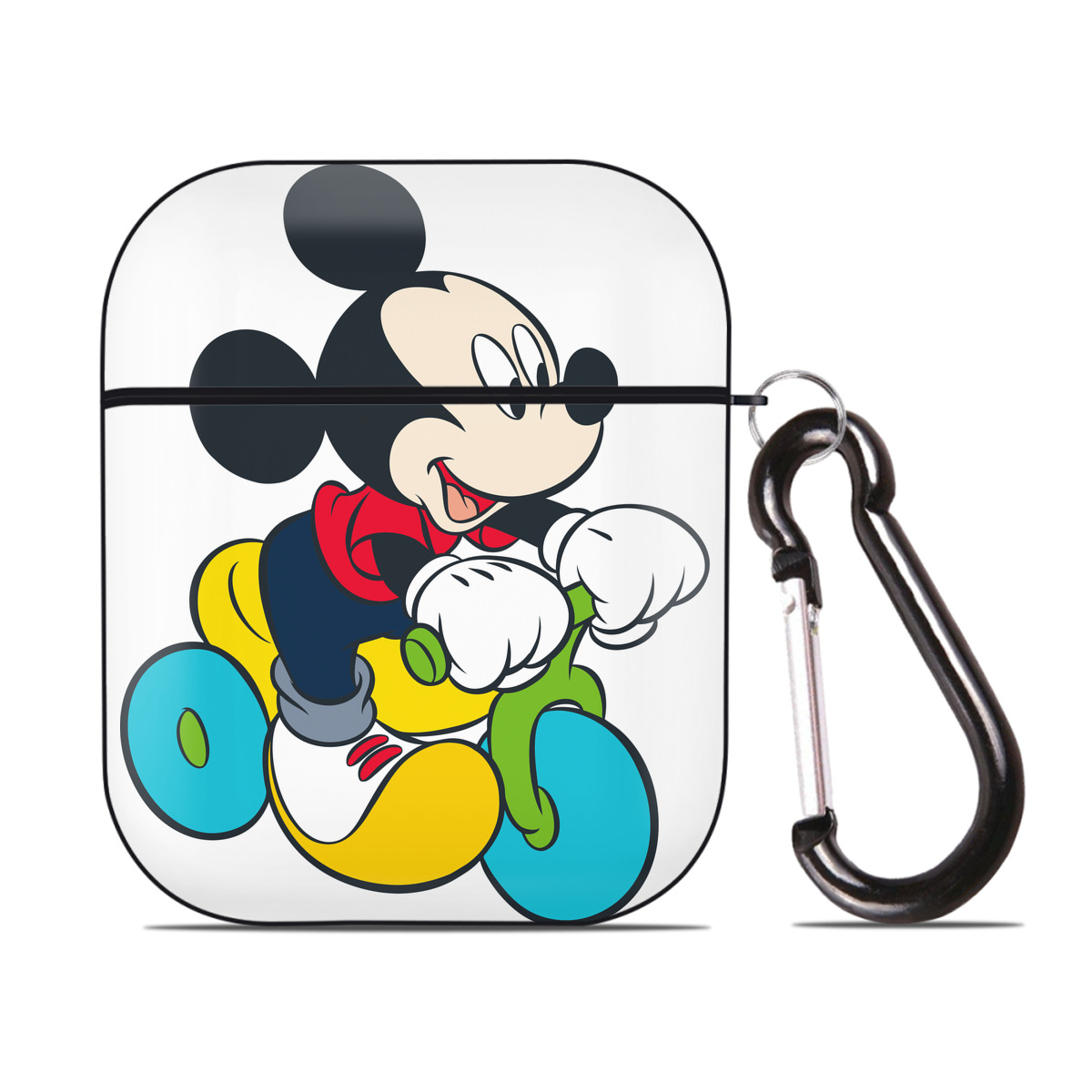 （画像用） ミッキーマウス Mickey Mouse AirPods 第2世代保護ケース ハードシェル ブラック 耐衝撃・防指紋・カラビナ付き