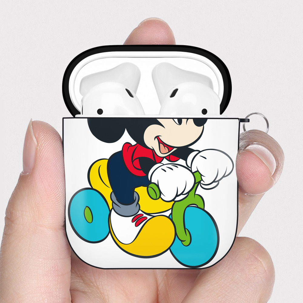 （画像用） ミッキーマウス Mickey Mouse AirPods 第2世代保護ケース ハードシェル ブラック 耐衝撃・防指紋・カラビナ付き