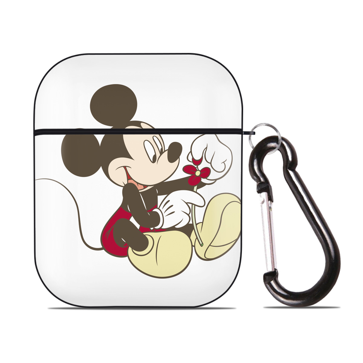 （画像用） ミッキーマウス Mickey Mouse AirPods 第2世代保護ケース ハードシェル ブラック 耐衝撃・防指紋・カラビナ付き