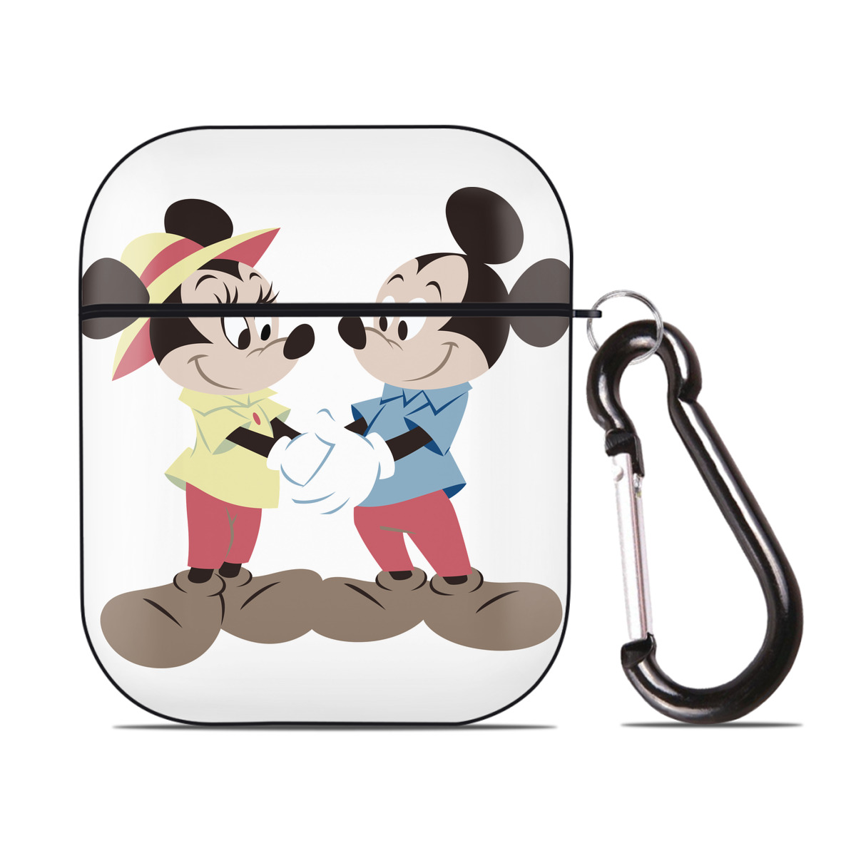 （画像用） ミッキーマウス Mickey Mouse AirPods 第2世代保護ケース ハードシェル ブラック 耐衝撃・防指紋・カラビナ付き